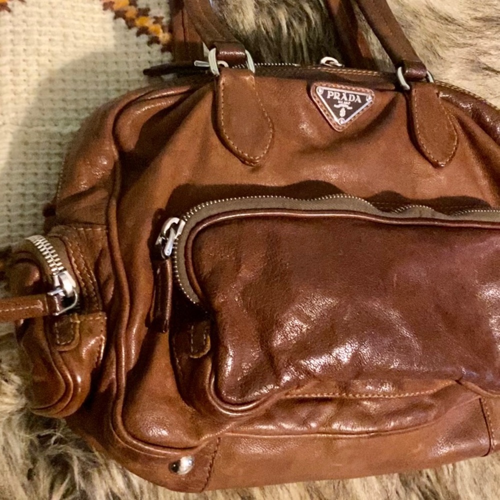 Prada Tan Medium Handbag Purse Leather